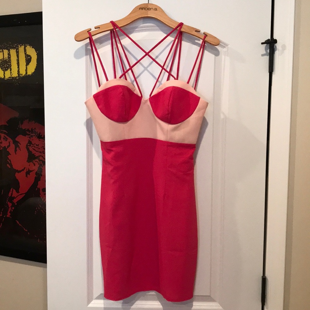 Revolve clothing hot pink harness dress